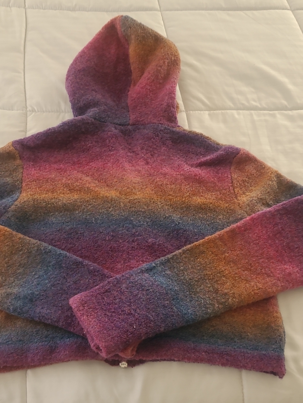 Dangerfield Multicolor Ombre Crop Hooded Wool Blend Sweater Size 12/M - Picture 7 of 10